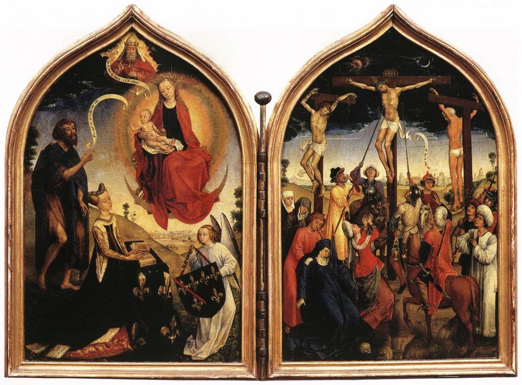 Jesus Crucified Diptych of Jeanne of France Rogier van der Weyden