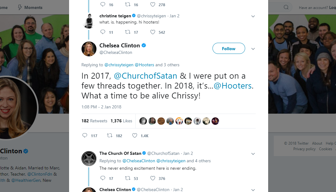 Chelsea Clinton Tweets to the Church of Satan